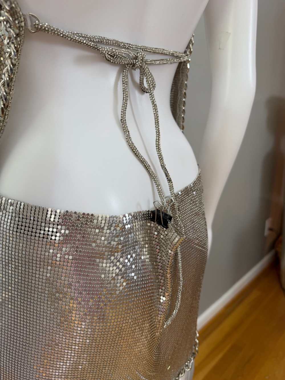 REVOLVE - The Dolls House Silver Metallic Chainmail Hood Top & Mini Skirt Set - Picture 12 of 17